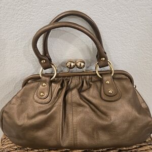 Elegant L.Credi Bronze Leather Handbag
